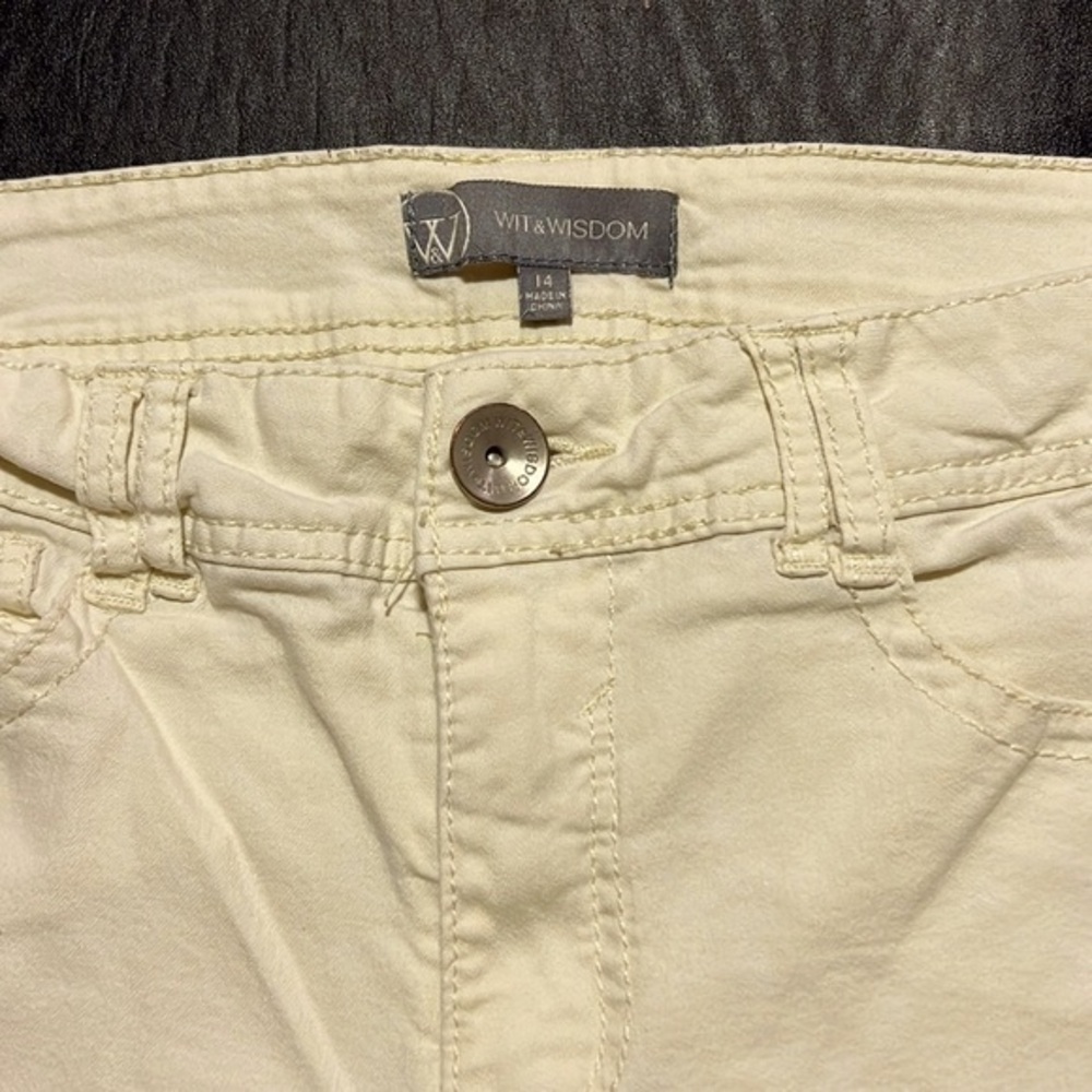 Size 14 Wit & Wisdom pale yellow cotton light weight Jean